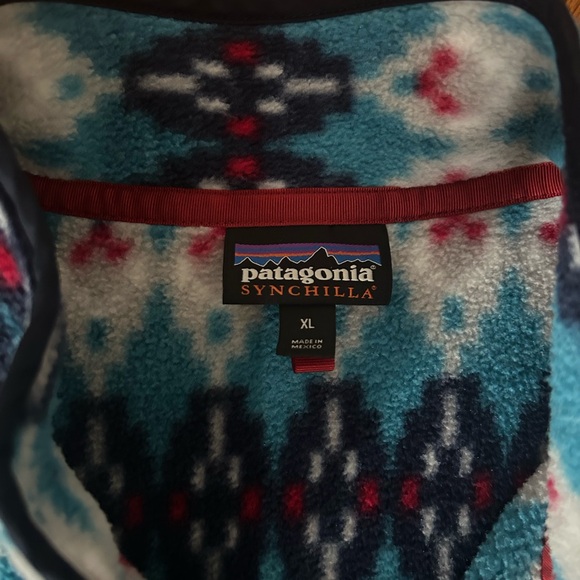 Patagonia synchilla Pullover chest pocket Snap-T Forest Carpet Deep Sea Blue - Picture 2 of 9